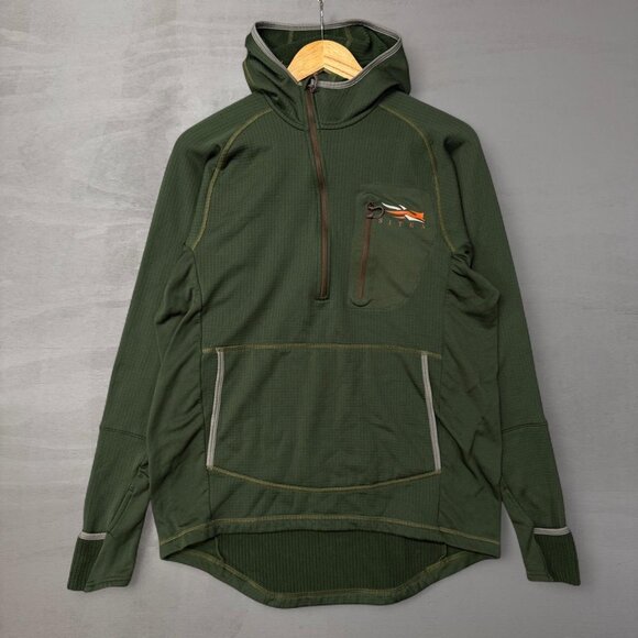 Sitka Fanatic Hoody Half Zip Stretchy Forest Green Men’s Hunting Pullover Large - Picture 1 of 7